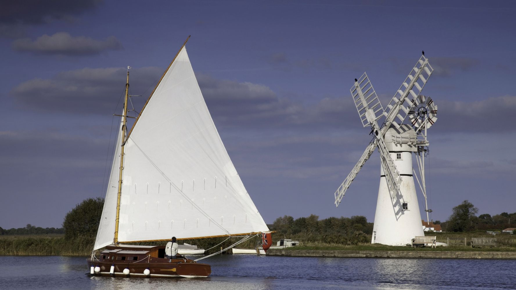 Classic Norfolk Broads Sailing Boat & Mill